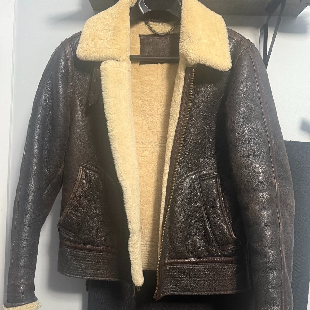 Vince Men’s Aviator Shearling Jacket / Small / Brown